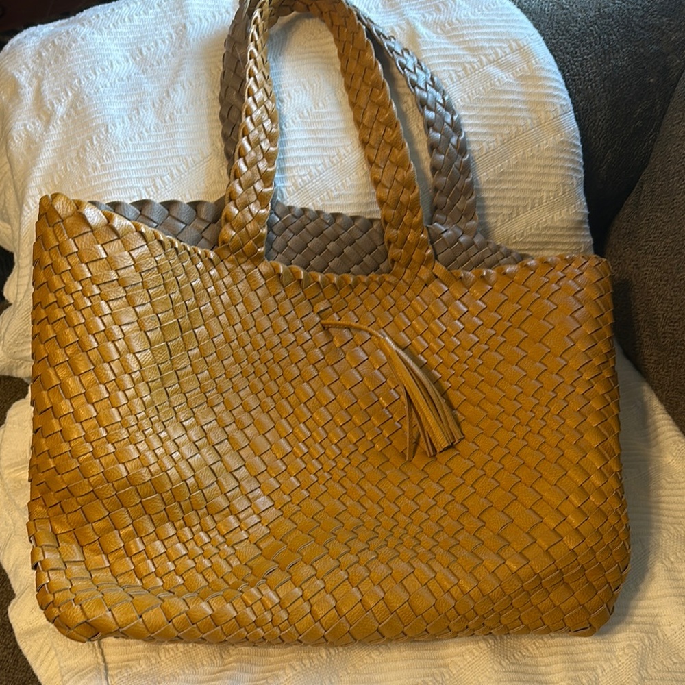 Braided Tan Tote Bag